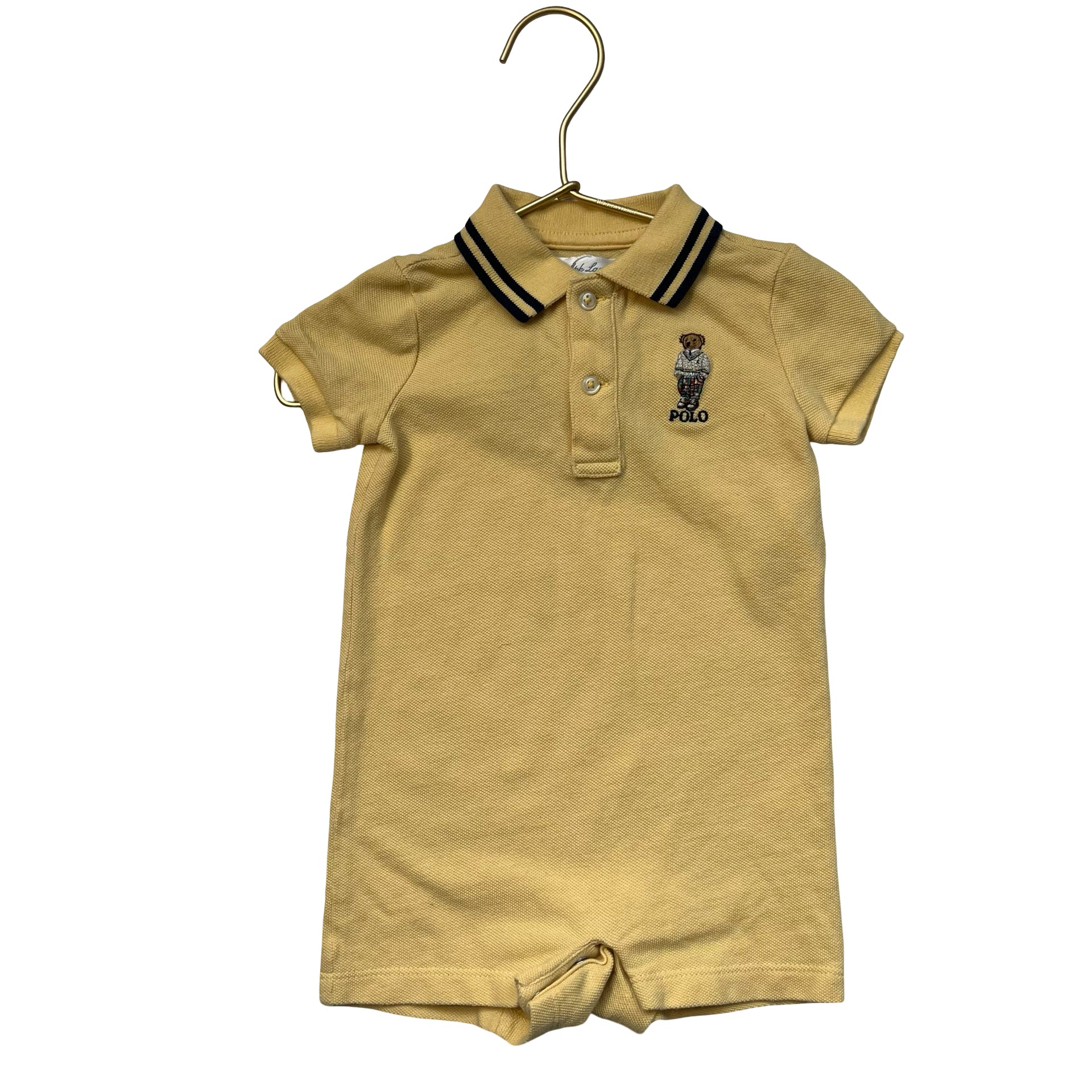 Ralph Lauren Yellow Polo Bear Polo Romper - Size 6 Mo