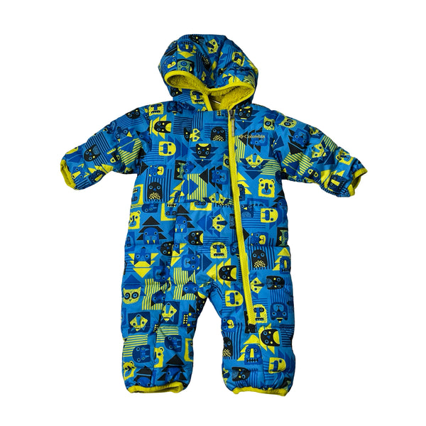 Columbia Sherpa-Lined Blue Animal Face Pattern Bunting - Size 3-6 Mo