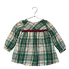 Ruffle Butts Green, Ivory & Red Plaid Flannel Shirt - Size 3