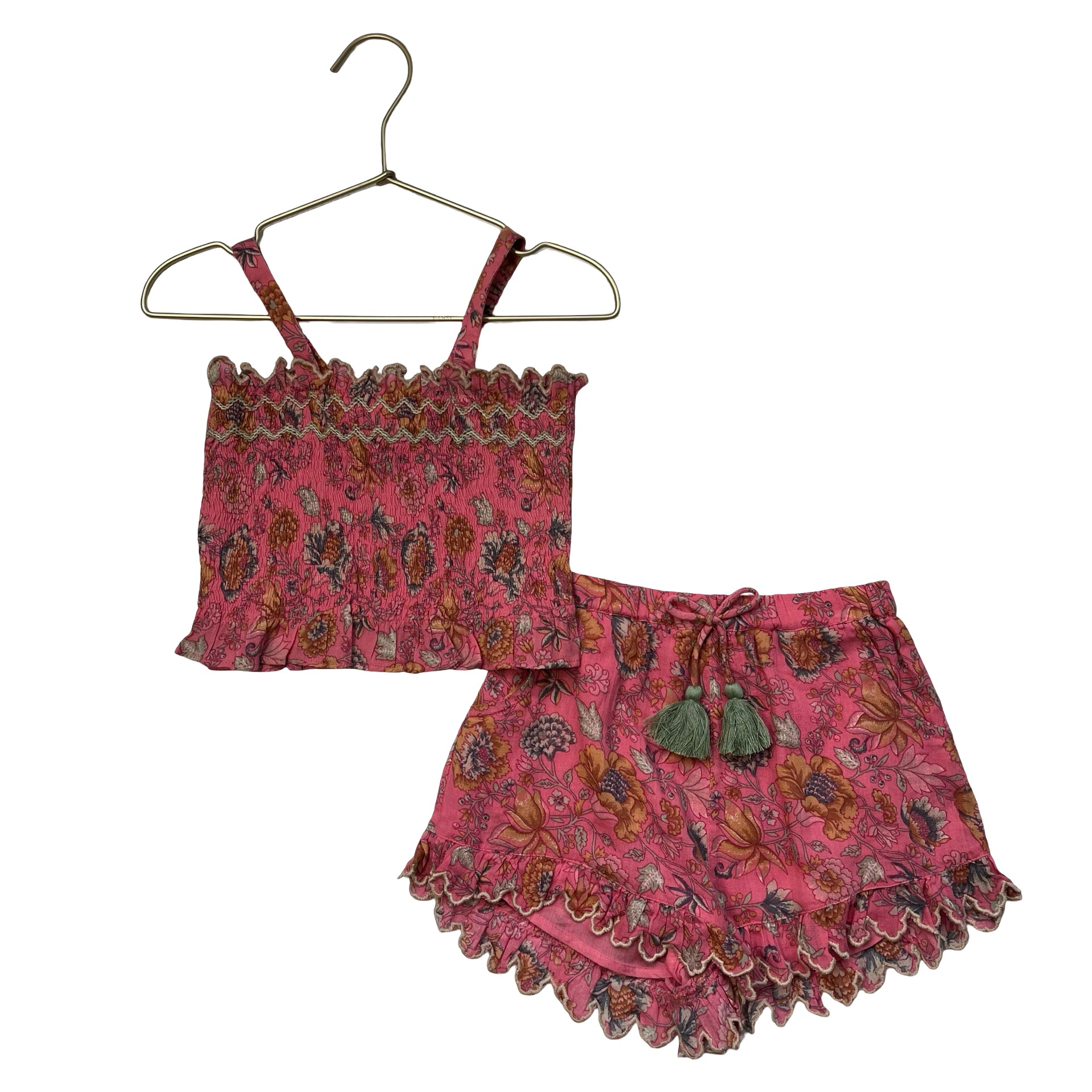 Louise Misha Pink Foral Shorts & Smocked Tank Set - Size 4Y