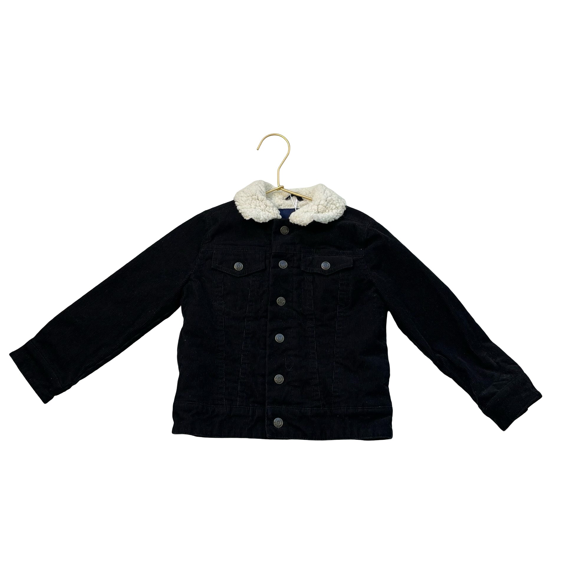Janie and Jack Sherpa-Lined Black Corduroy Jacket - Size 3-4