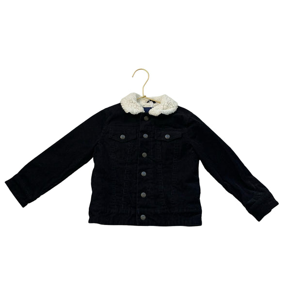 Janie and Jack Sherpa-Lined Black Corduroy Jacket - Size 3-4