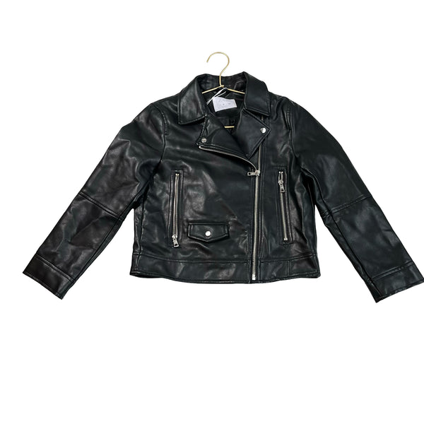 Zara Black Faux Leather Moto Jacket - Size 9