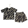 H&M Dark Gray & Tan Tie-Dye Shorts & 'Epic Waves' Tee Set - Size 6