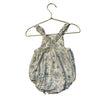 Rylee & Cru Ivory & Blue Summer Print Bubble Romper - Size 6-12 Mo