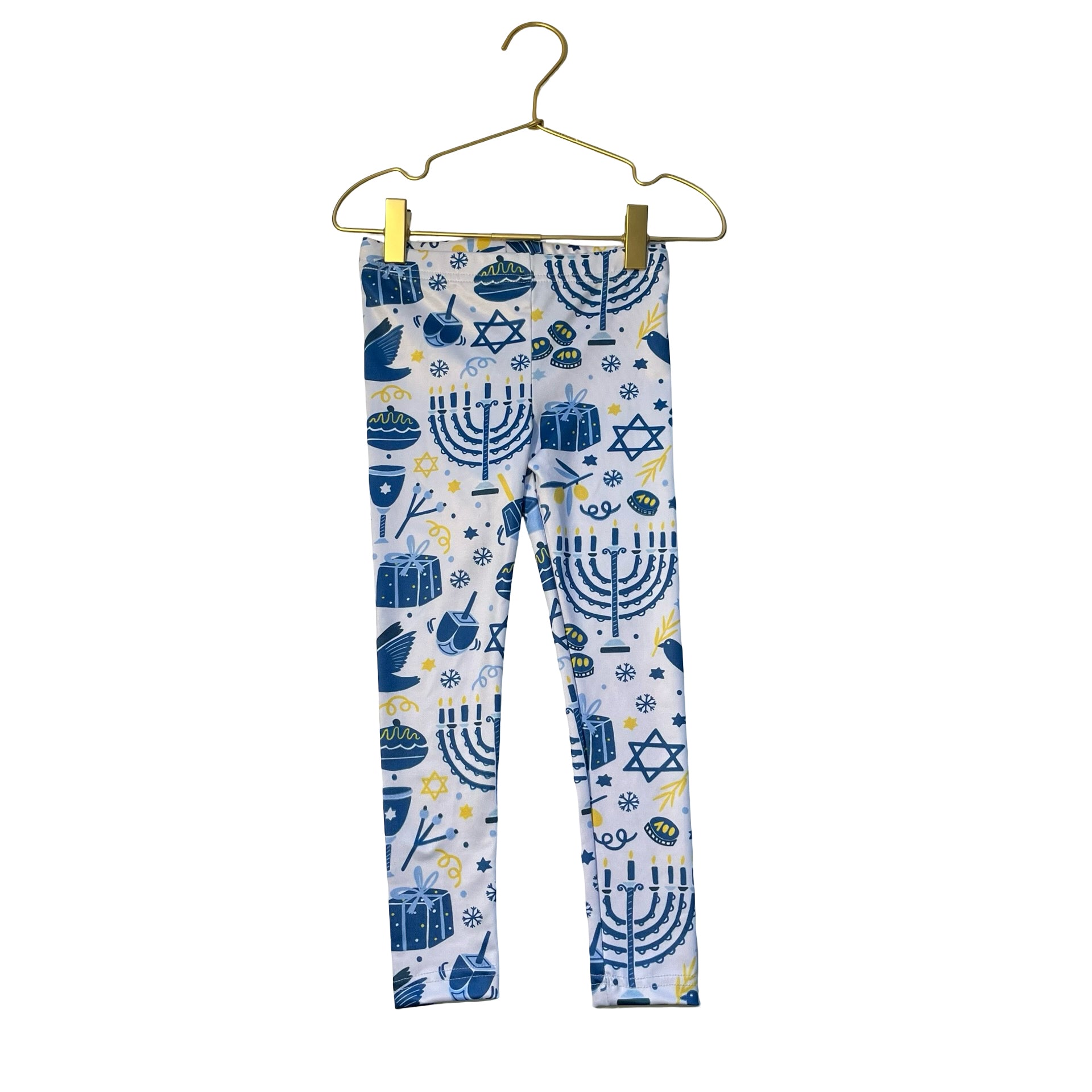 Urban Smalls White, Blue, Yellow Hanukkah Print Leggings - Size 3T