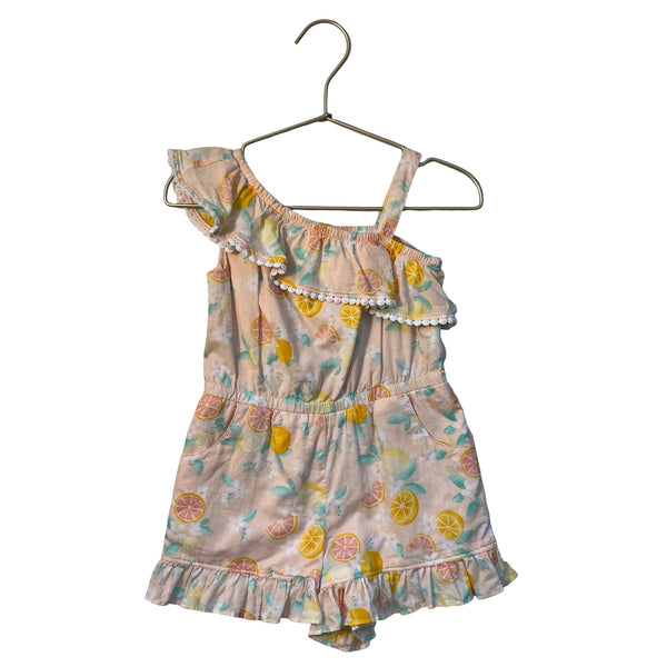 Janie and Jack Peach Citrus Print Romper - Size 2T