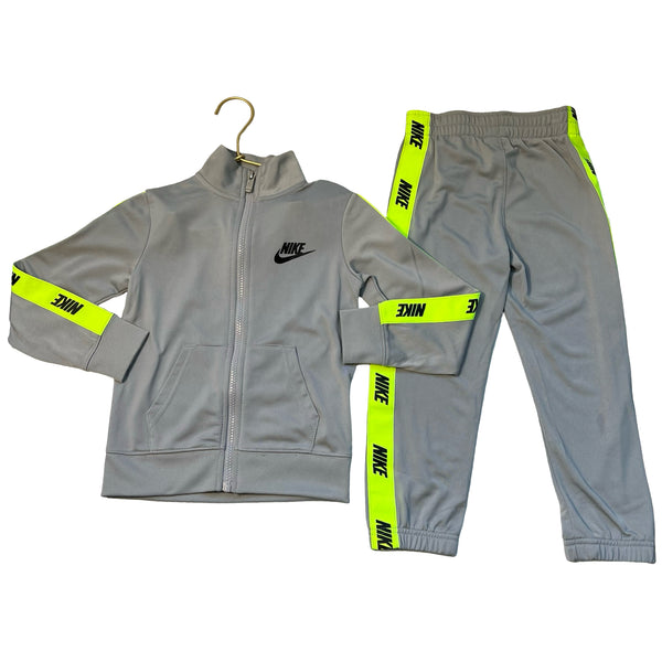 Nike Gray & Neon Green Zip-Up Track Jacket & Athletic Joggers - Size 4
