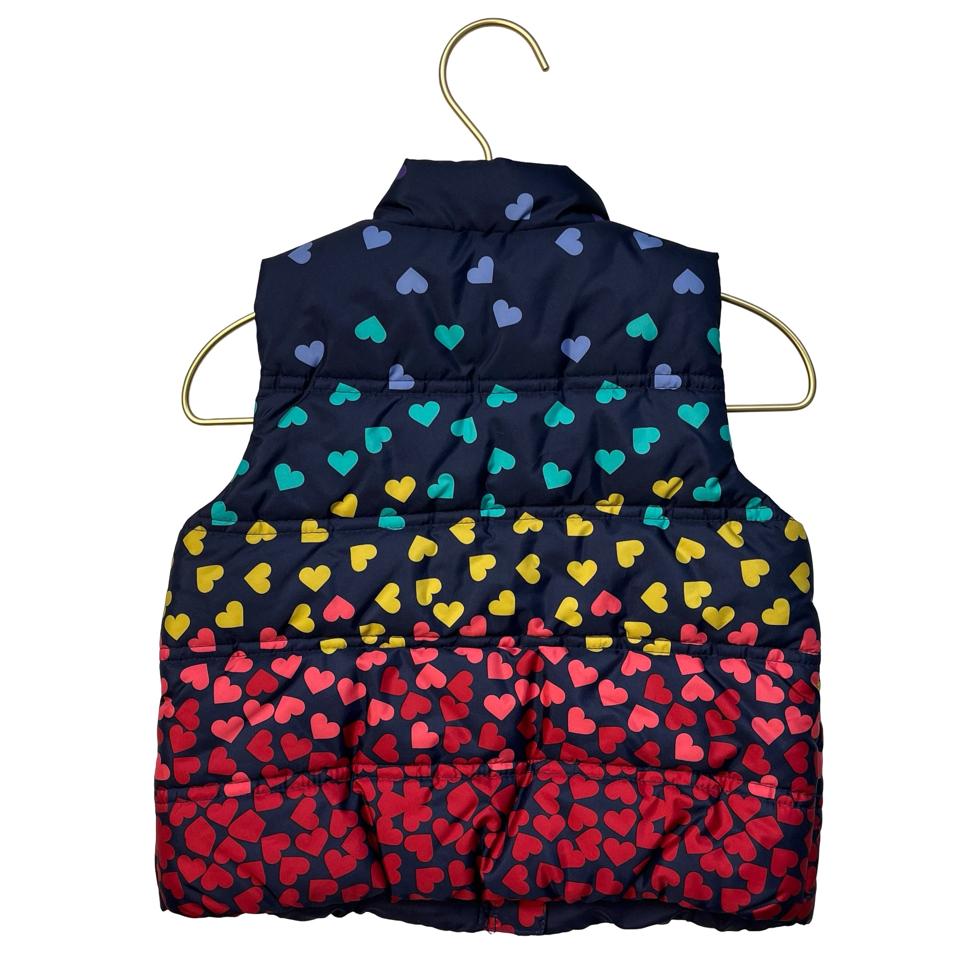 Baby Gap Navy & Colorful Heart Print Puffer Vest - Size 18-24 Mo