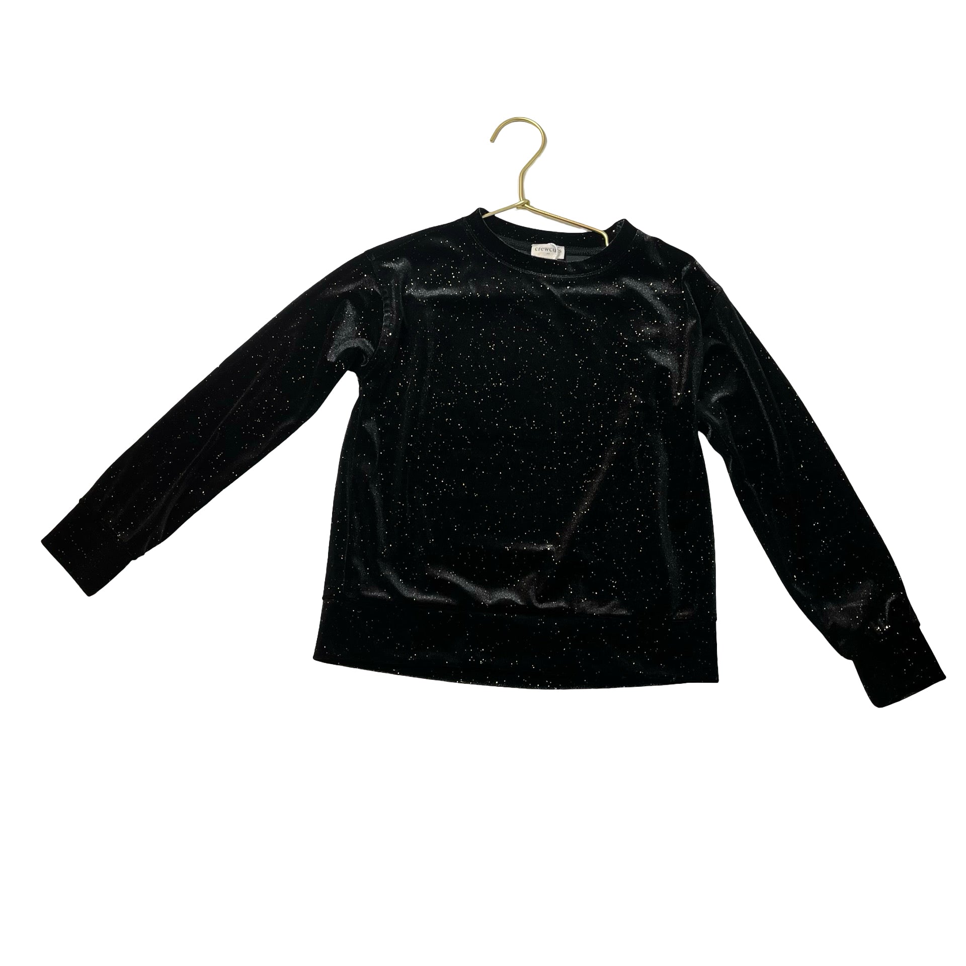 Crewcuts Black Velvet & Gold Sparkle Top - Size S 6-7