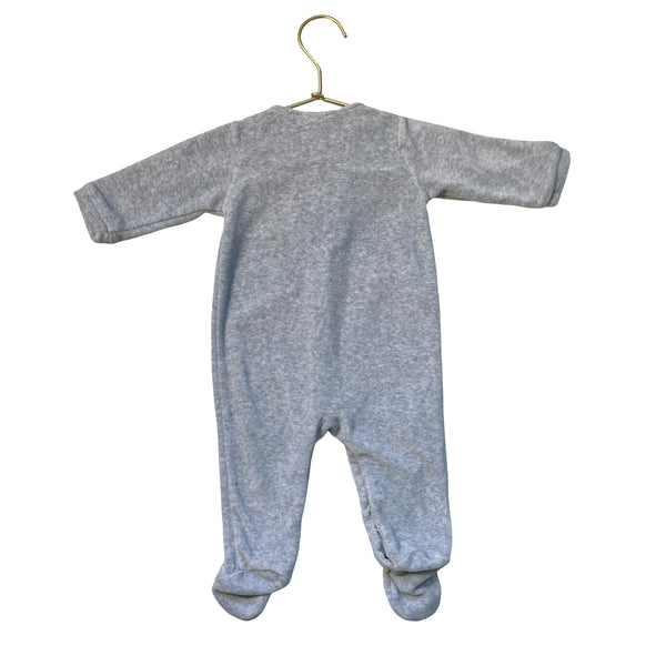 Jacadi Gray Velour Scallop Footed One-Piece - Size 3 Mo
