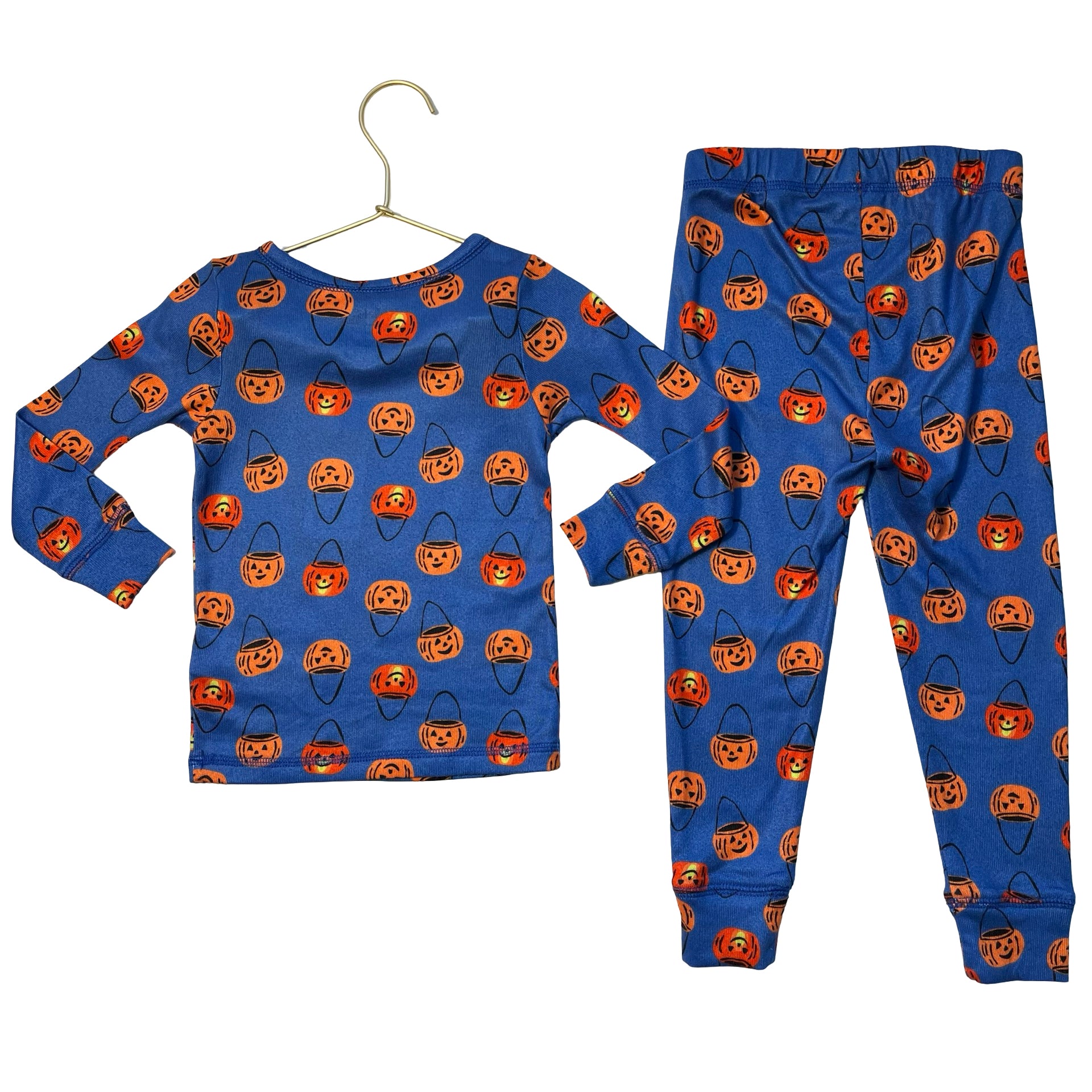 Gap Kids Blue Pumpkin Bucket Print 2 Piece PJ Set - Size 4