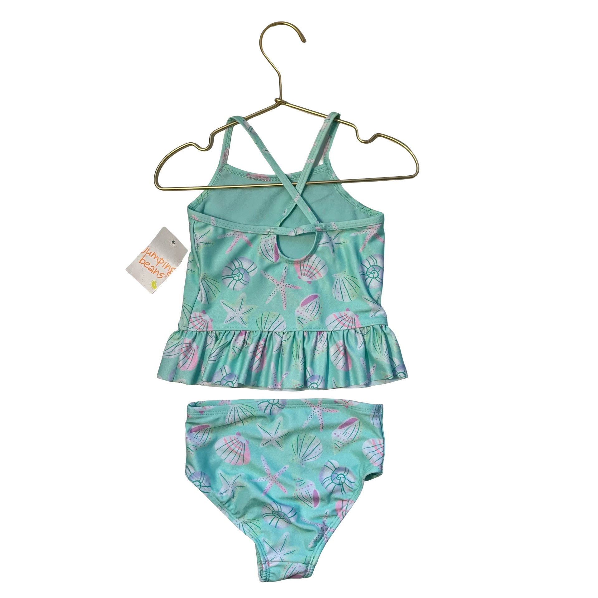 Jumping Beans Mint Green Shell Print 2 Piece Tankini Swim Suit with Tags - 3T