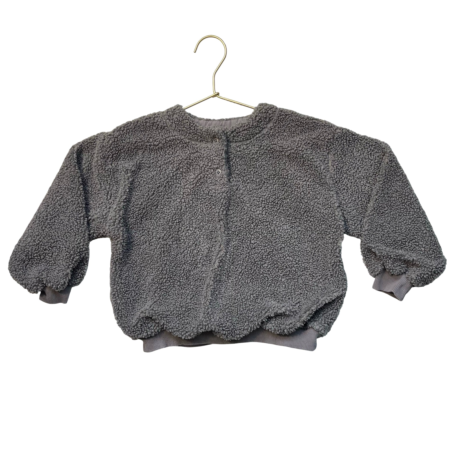 Zara Gray Sherpa Henley Sweatshirt - Size 6