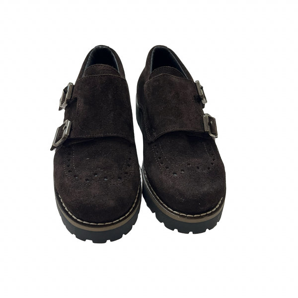 Blublonc Dark Brown Suede Buckle Shoes - Size 29 (12)