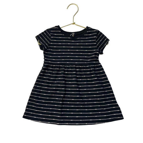 Old Navy Black Striped Pattern Dress - Size 18-24 Mo