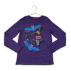 Mini Boden Purple Bat Graphic Shirt - Size 10-11