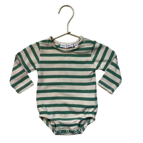 Zara Green & Ivory Striped Onesie Bodysuit - Size 3-6 Mo