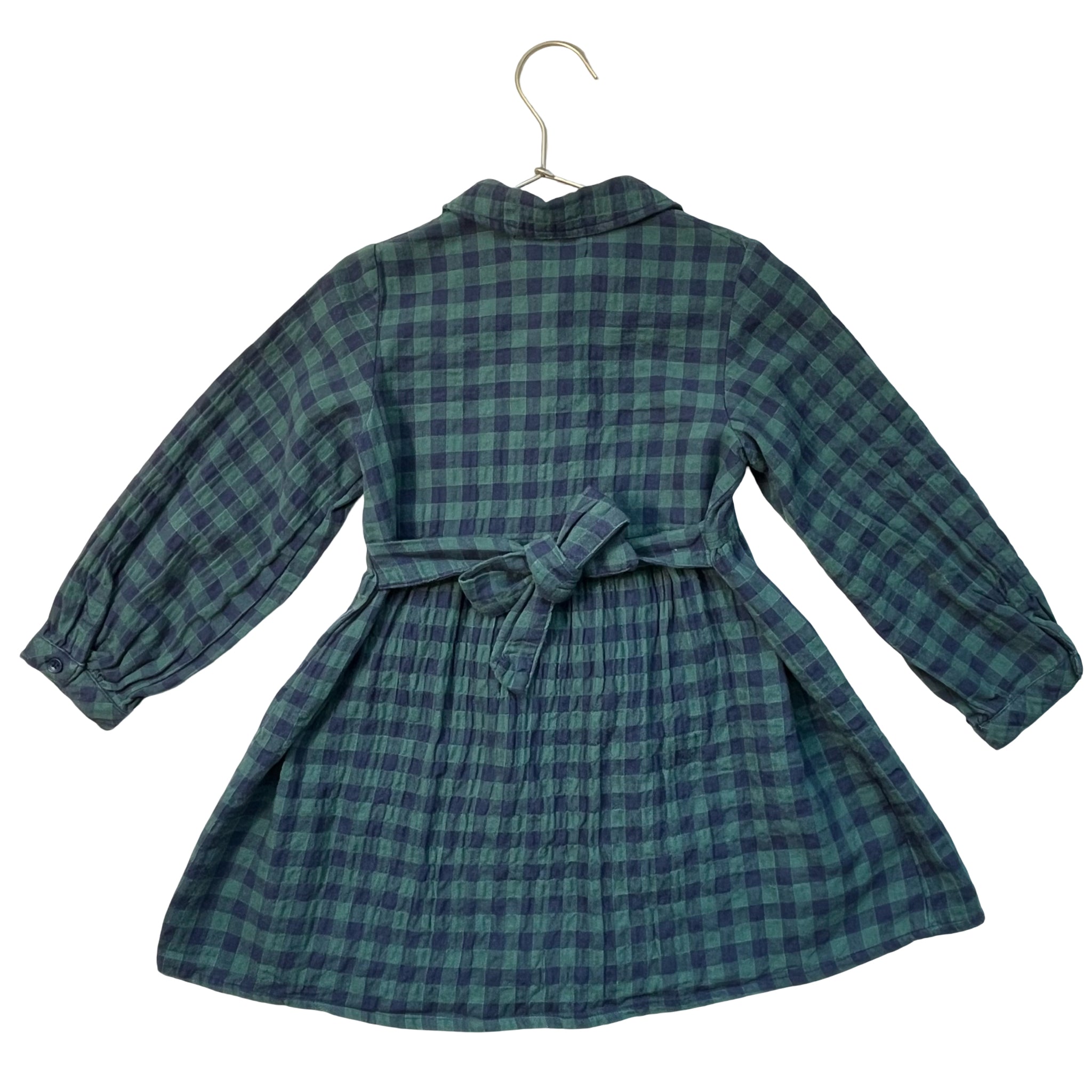 Zara Green & Navy Check Shirt Dress - Size 5-6