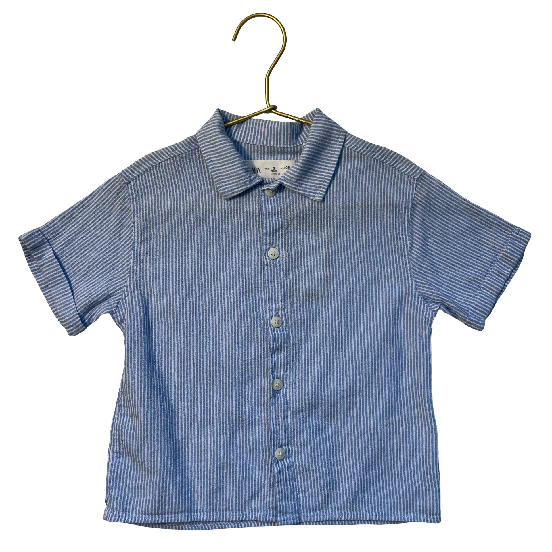 Zara Blue Striped Button Down Shirt - Size 3