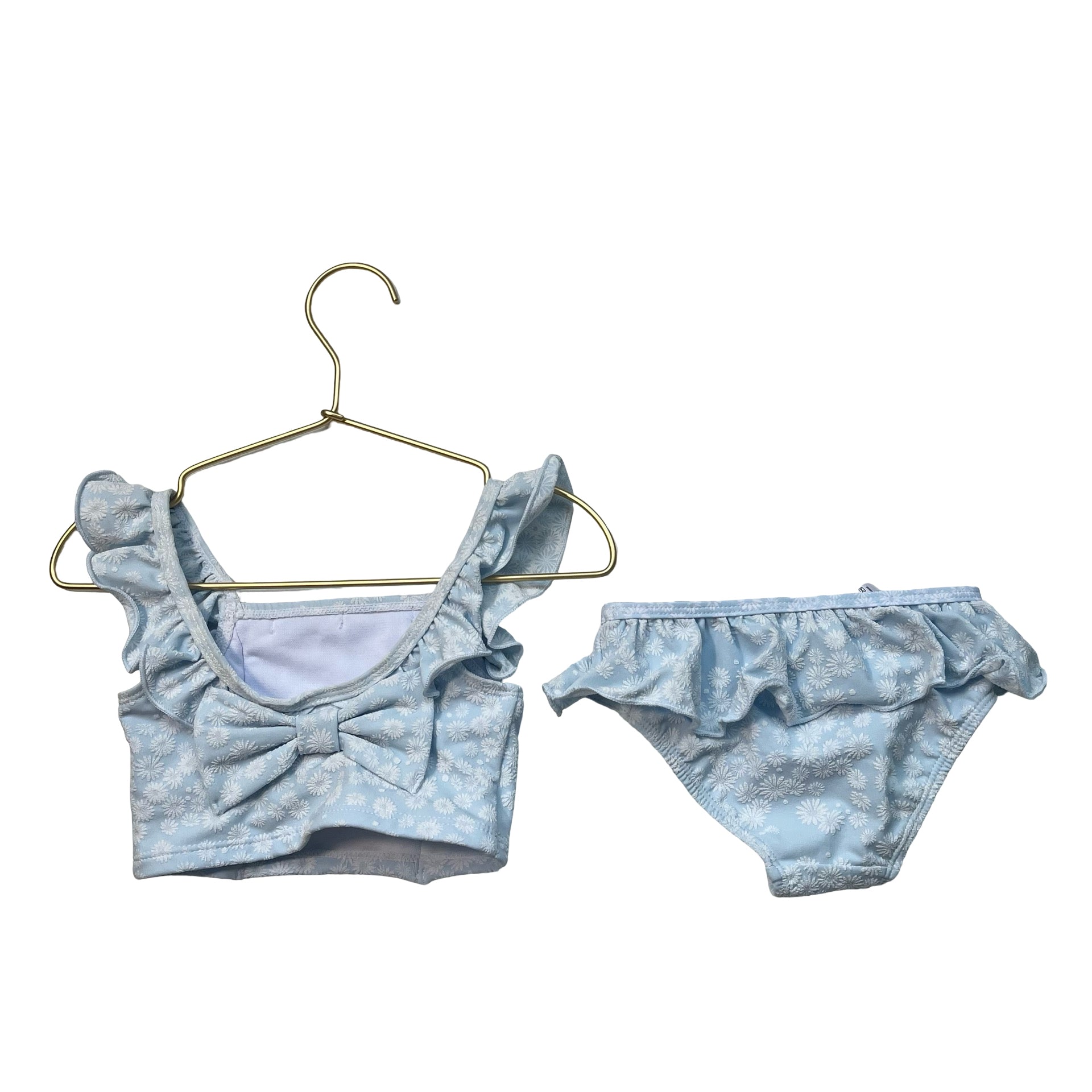 Little Me Light Blue & White Flower Print 2 Piece Swim Suit - Size 2T