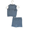 Ralph Lauren Blue Cotton Cable Knit Polo Sweater & Shorts Set - Size 12 Mo