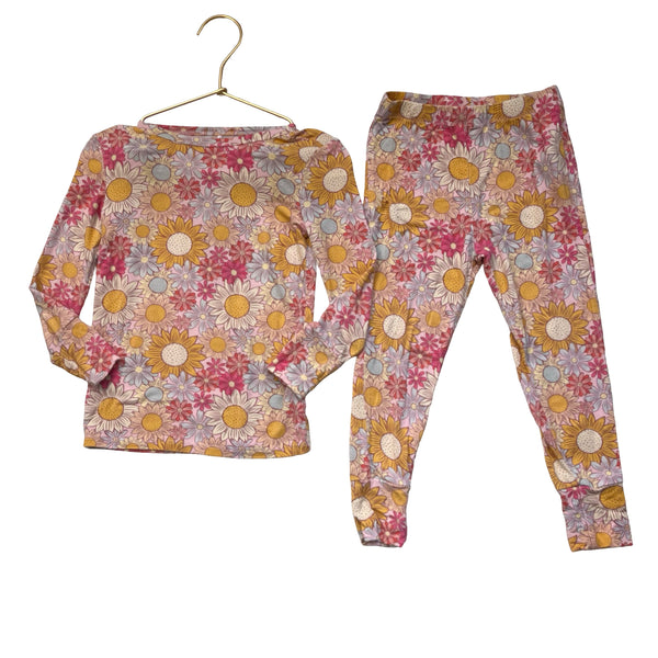 Posh Peanut Pastel Flower Print 2 Piece PJ Set - Size 3T-4T