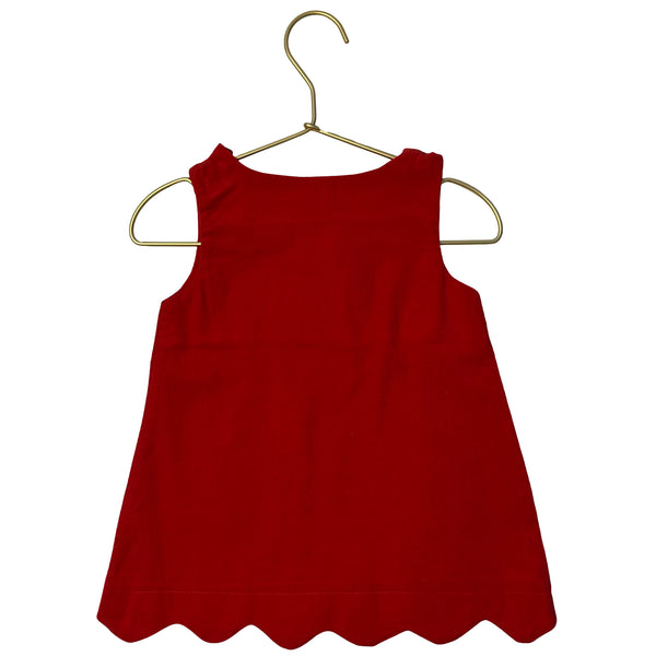 Stitchy Fish Red Corduroy Plaid Bow Applique Dress - Size 12 Mo