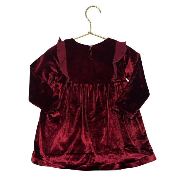 Zara Burgundy Velour Glitter Star Dress - Size 12-18 Mo