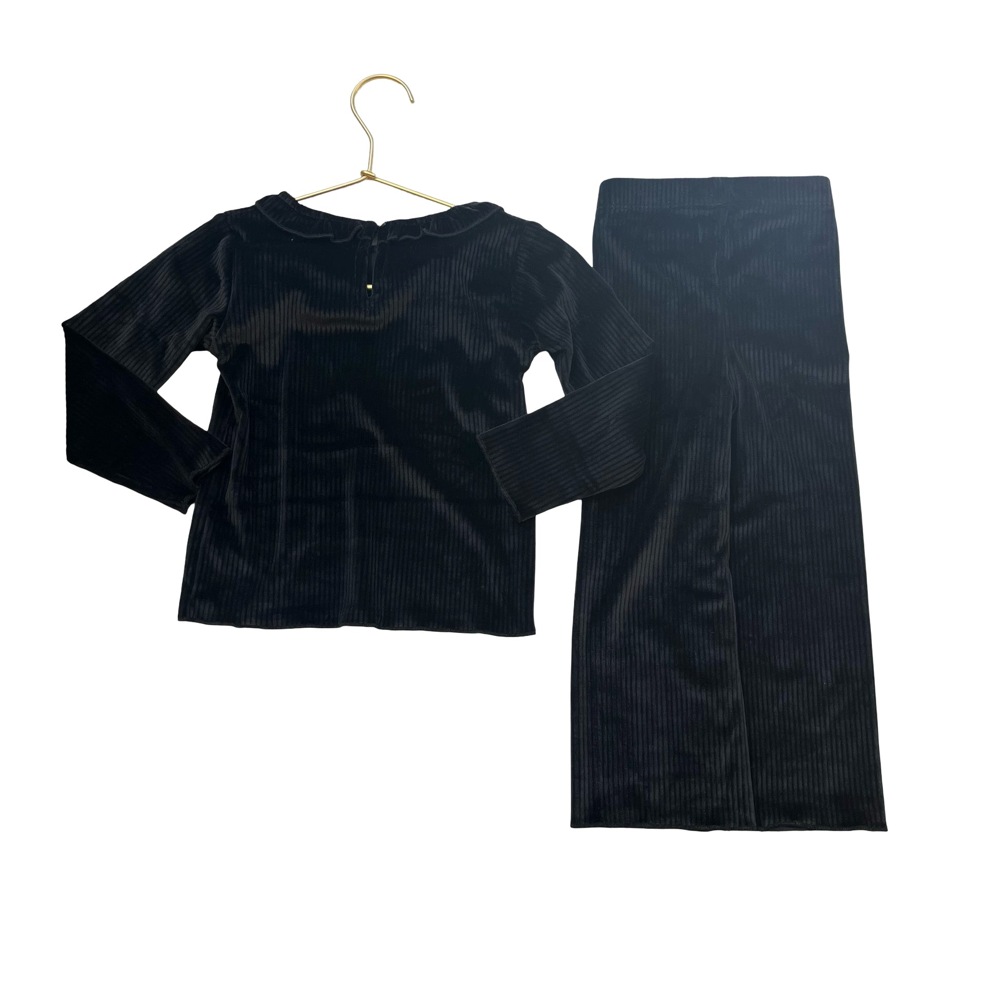 Monica + Andy Black Ribbed Velour Top & Pants Set - Size 2T