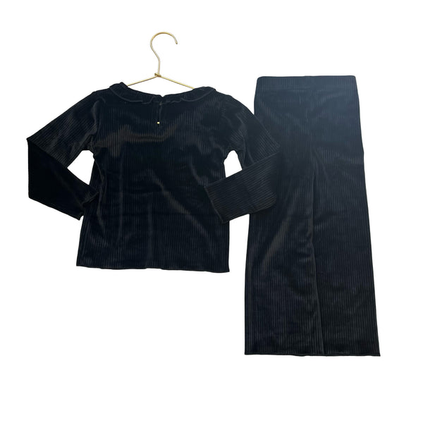 Monica + Andy Black Ribbed Velour Top & Pants Set - Size 2T