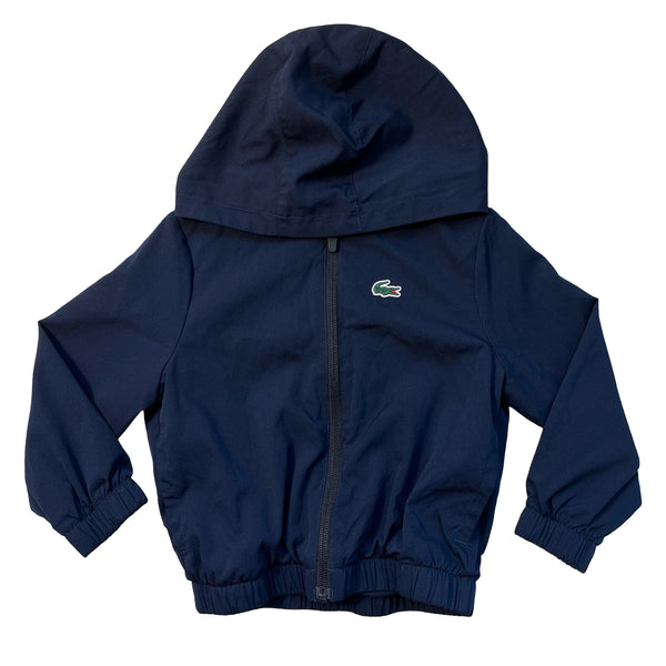Lacoste Sport Navy Hooded Windbreaker Jacket - Size 3A