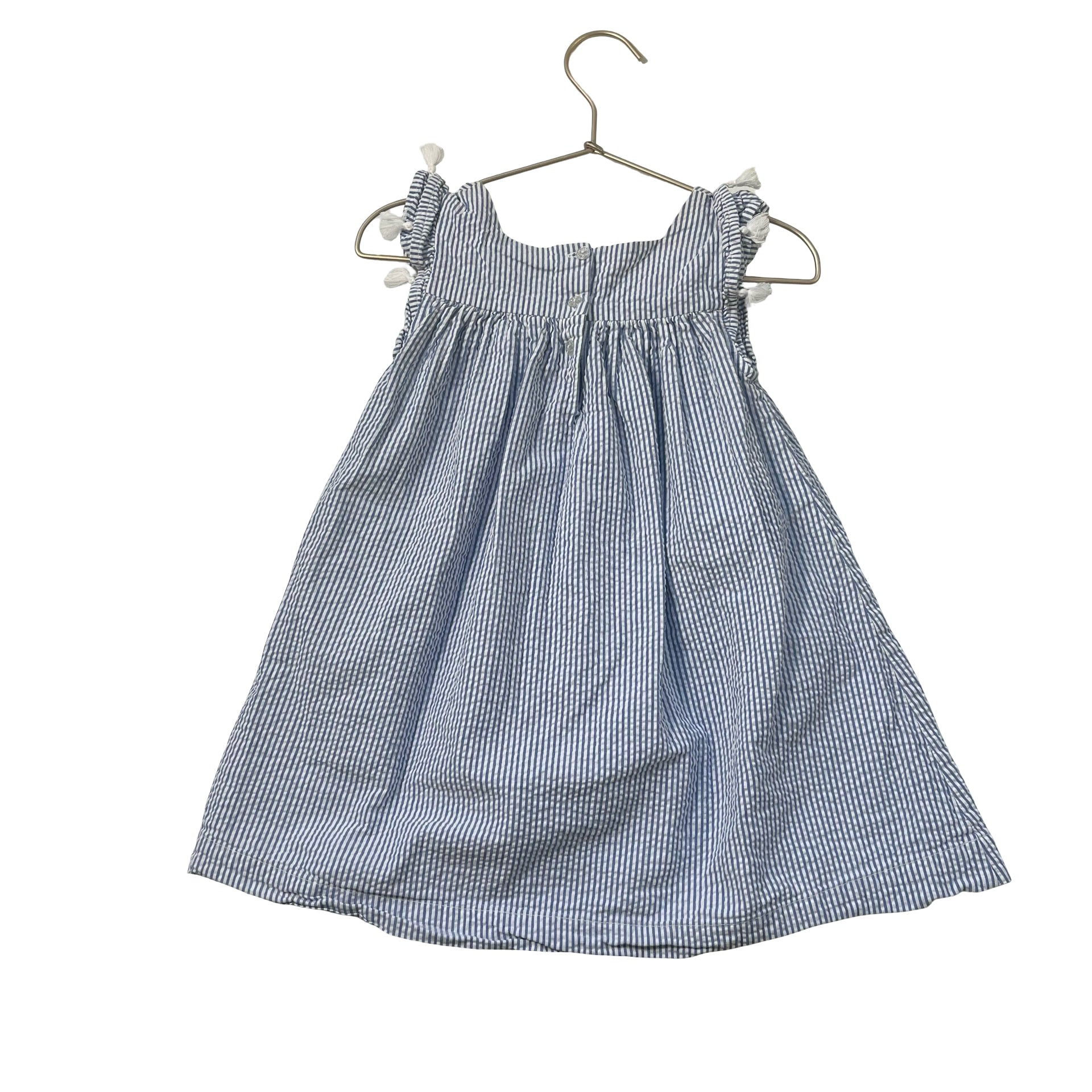 The Little White Company Blue & White Seersucker Dress - Size 2-3