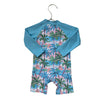 Caden Lane Light Blue Tropical Print Swim Suit Romper - Size 6-12 Mo