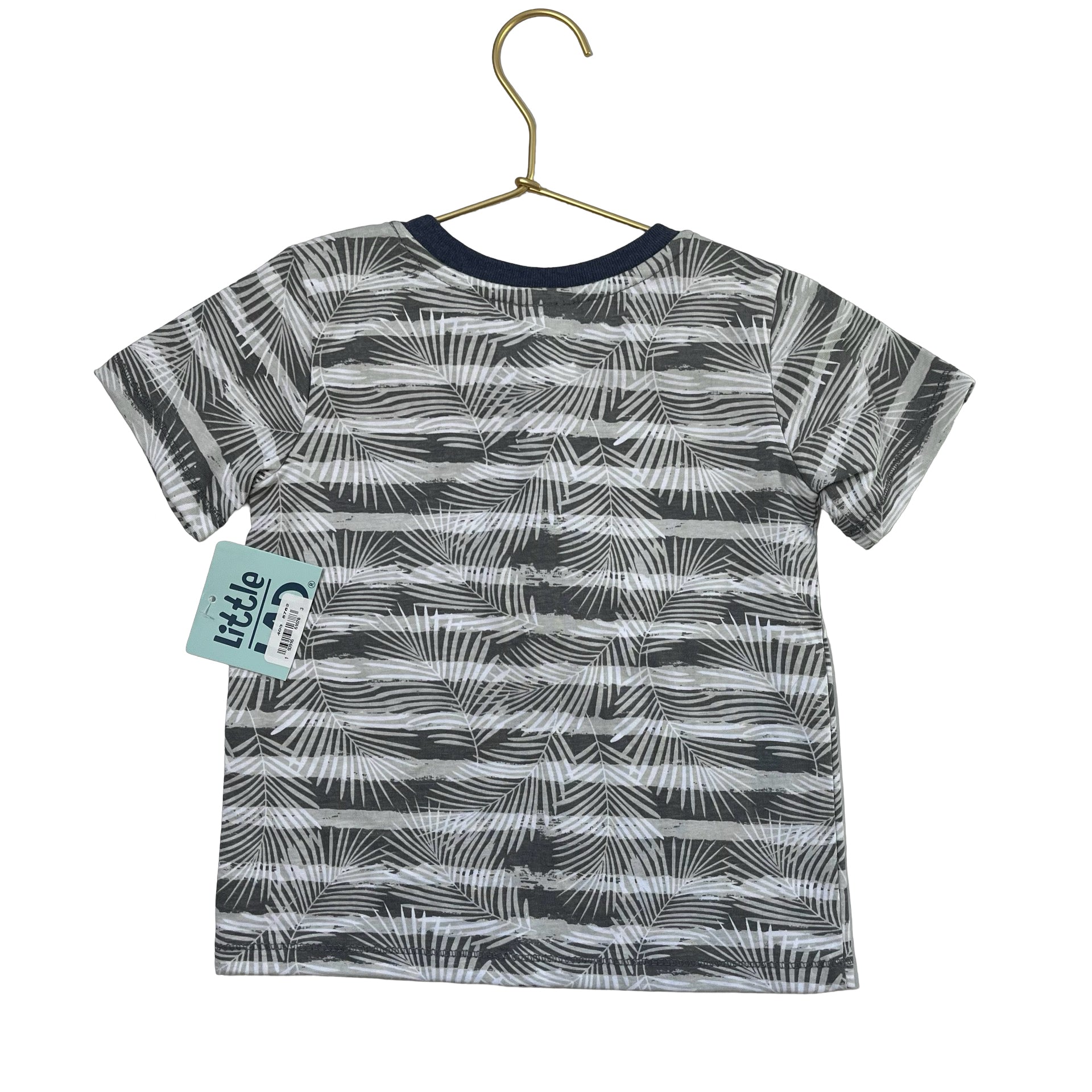 Little Lad Gray Striped Leaf Print Henley with Tags - Size 3T