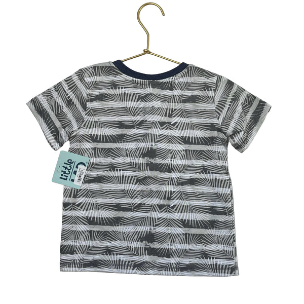 Little Lad Gray Striped Leaf Print Henley with Tags - Size 3T