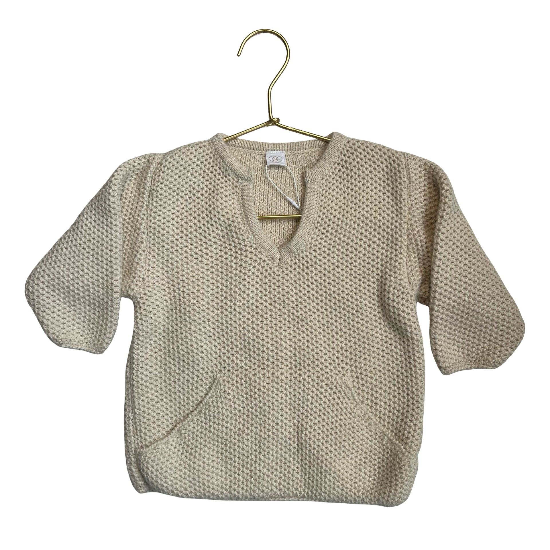 Egg Pima Cotton & Alpaca Ivory V-Neck Sweater - Size 18-24 Mo