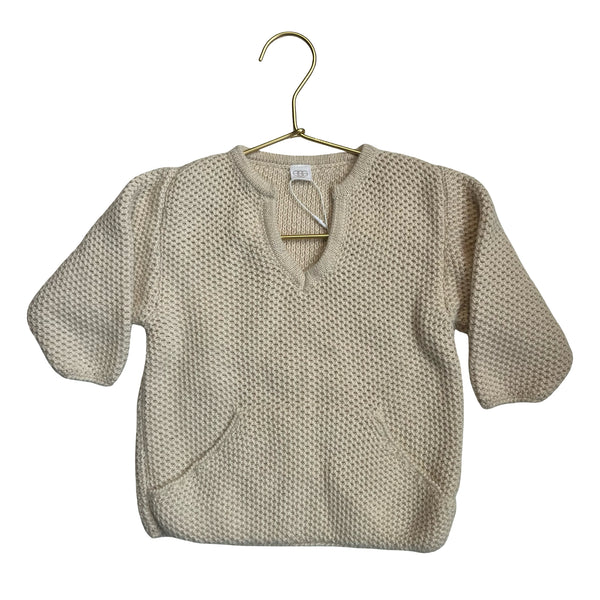 Egg Pima Cotton & Alpaca Ivory V-Neck Sweater - Size 18-24 Mo