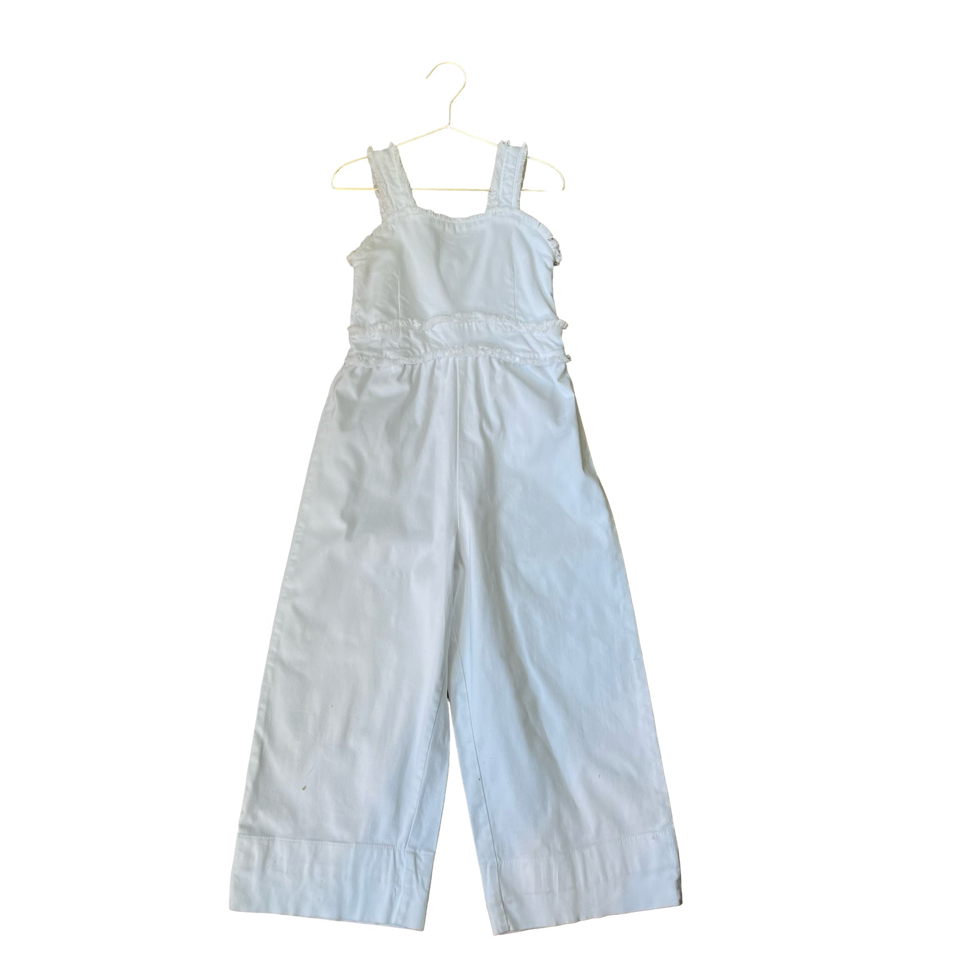 Habitual White Fringe Trim Jumpsuit - Size 7-8