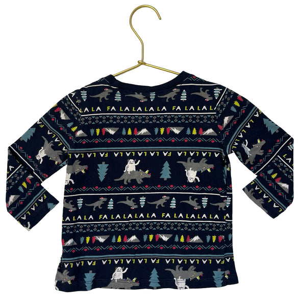 Old Navy Navy Holiday Dino Tee - Size 2