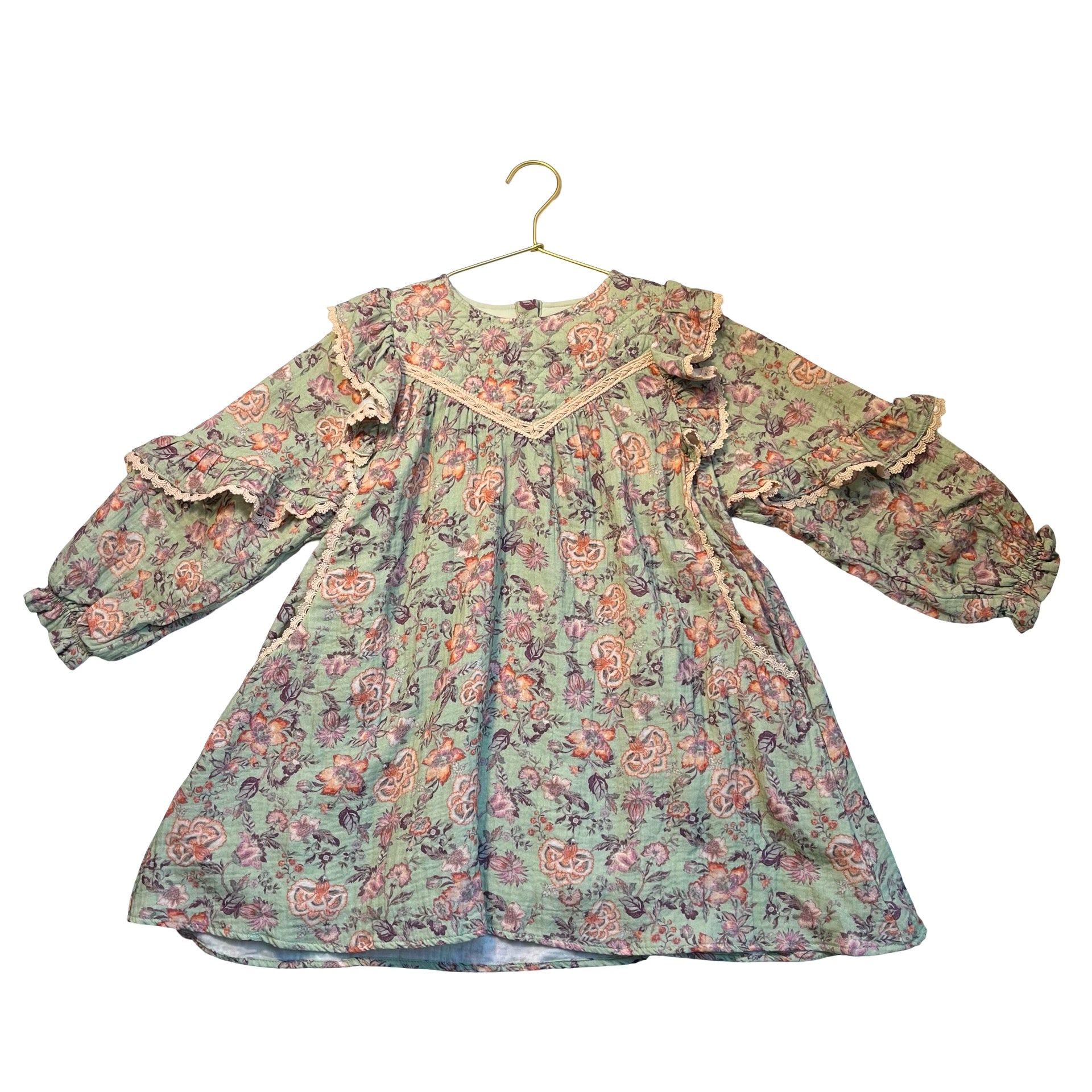 Louise Misha Sage Green Floral Dress - Size 6Y