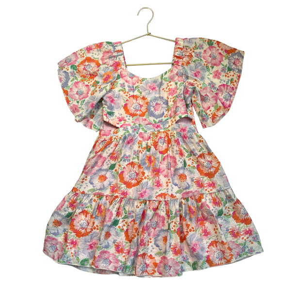 Sara Sara Pastel Floral Side Cut-Out Dress - Size 10
