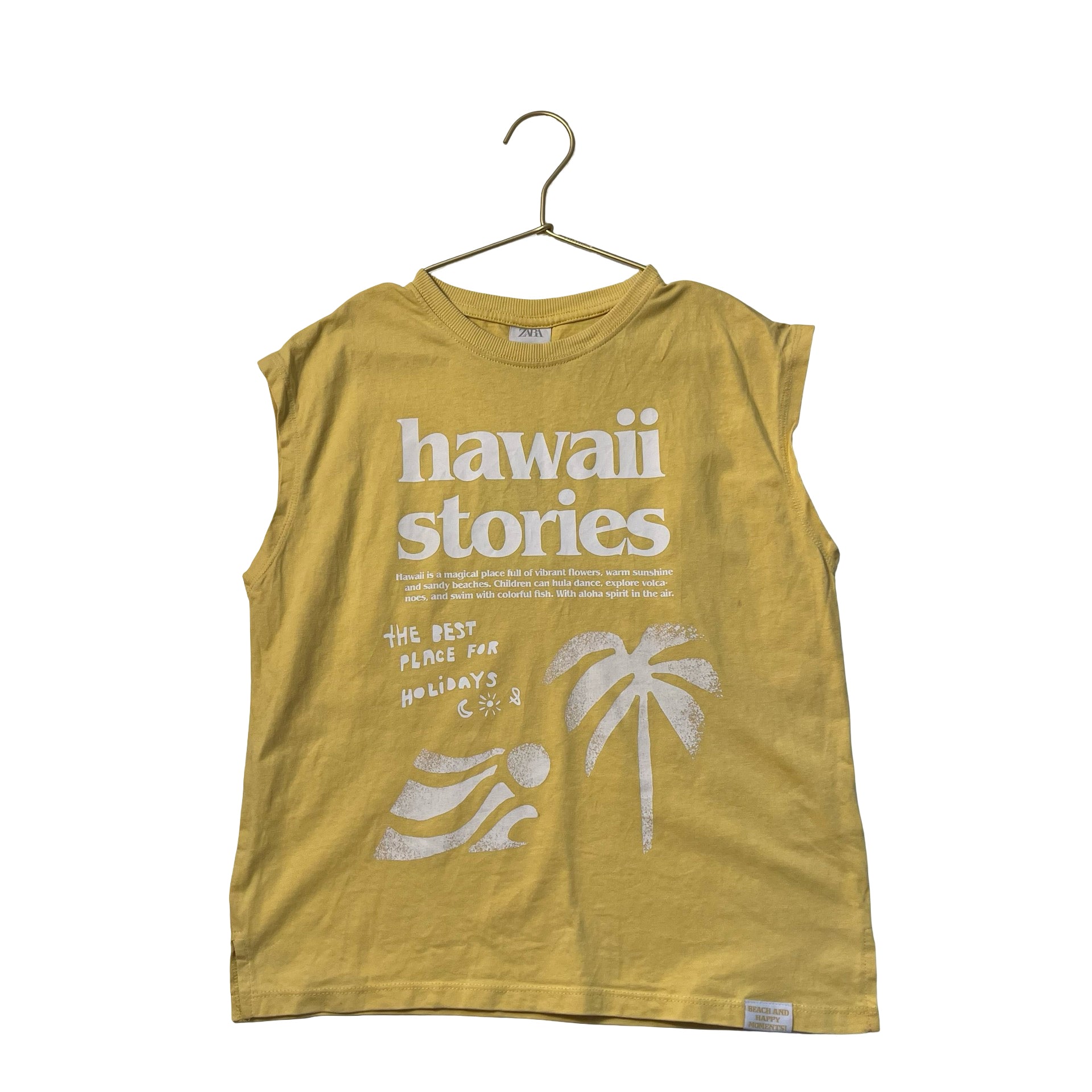 Zara Yellow Hawaii Graphic Tank Top - Size 9-10