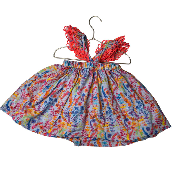 Nellystella Blue & Multicolor Floral Eyelet Sleeveless Dress - Size 2