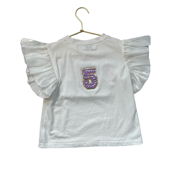 Lola & The Boys Ivory & Colorful Rhinestone 'B'Day Girl' Shirt - Size 5