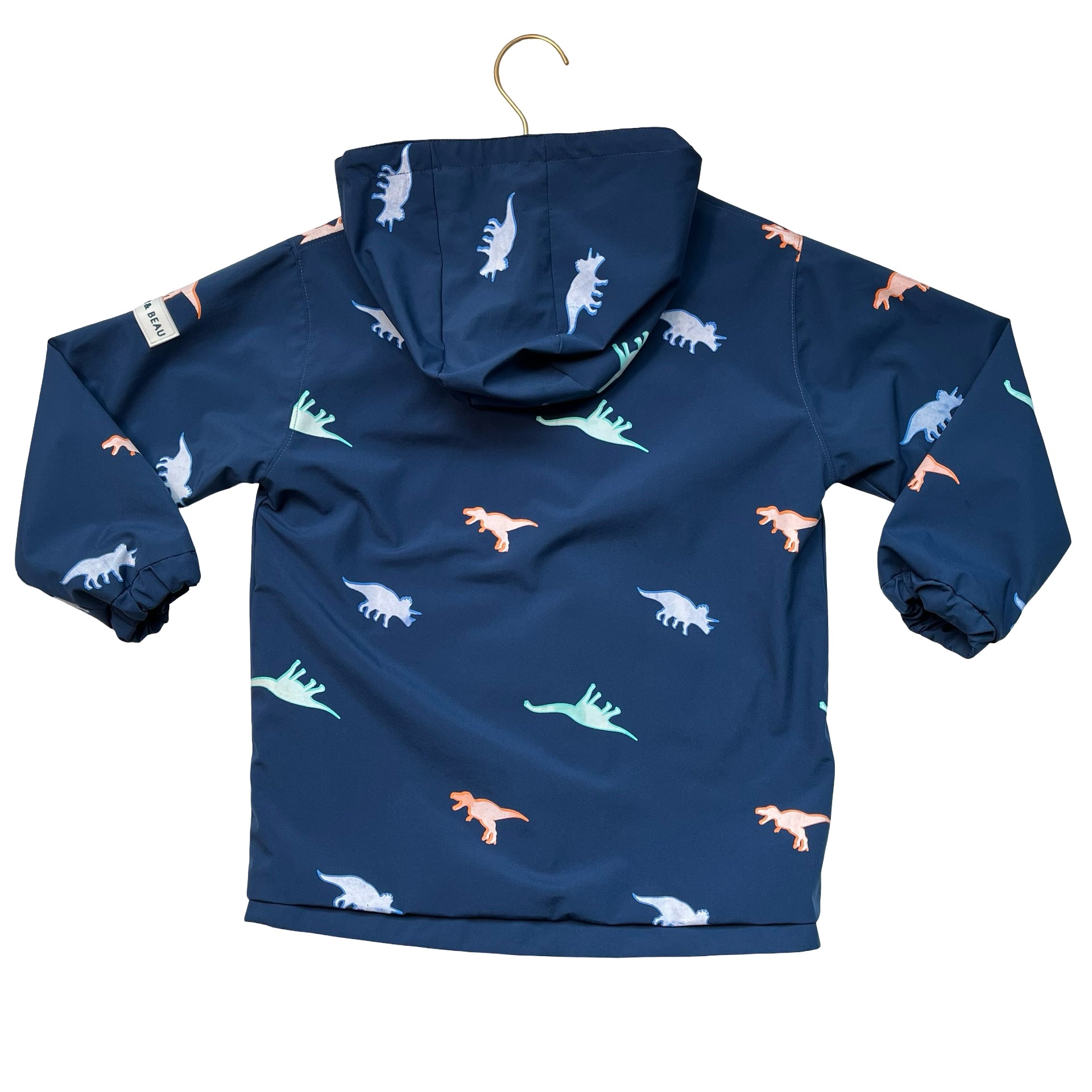 Holy & Beau Navy Dinosaur 'Color Changing' Hooded Raincoat - Size 5-6