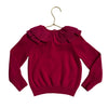 Jacadi Deep Pink Ruffle Sparkle Collar Sweater - Size 4A