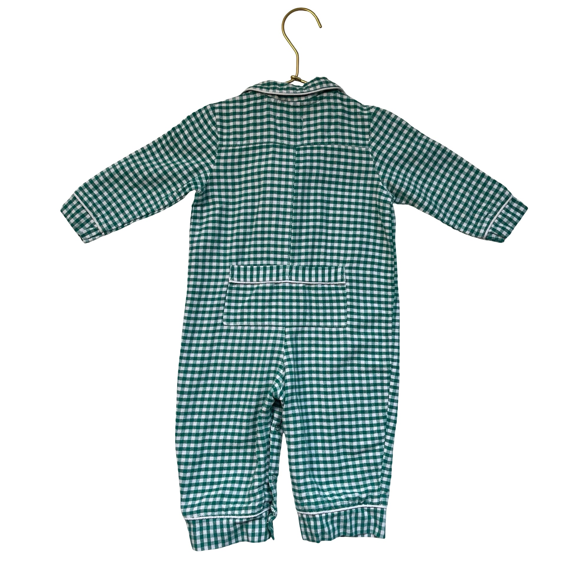Petite Plume Green Check One-Piece - Size 12-18 Mo