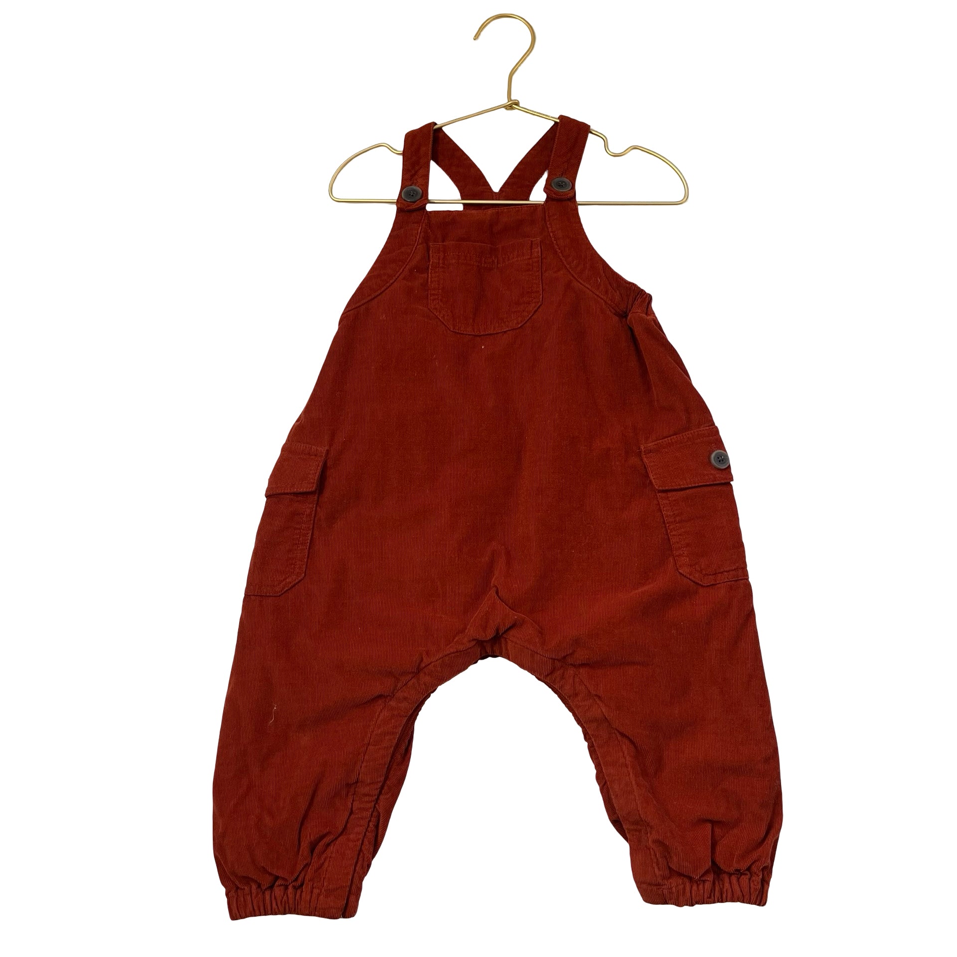 Banana Republic Baby Jersey-Lined Burnt Orange Corduroy Cargo Overalls - 18-24 M