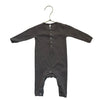 Quincy Mae Gray Ribbed Henley One-Piece - Size 0-3 Mo